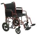 Refuah 22 Inch Bariatric Steel Transport Chair Red RE1761